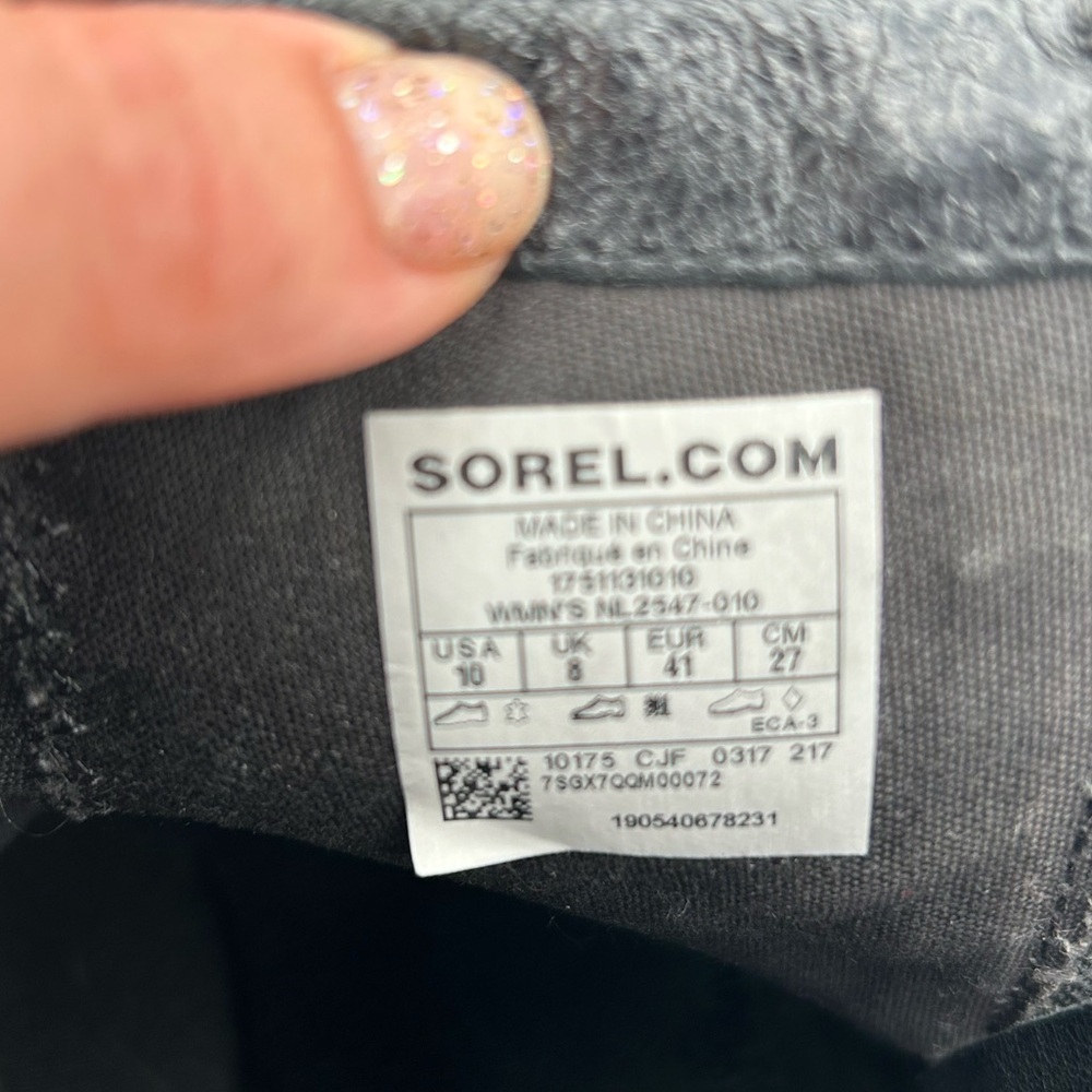 Sorel Women's Black Danica Leather Zip Block Heel Ankle Bootie Sz 10 - Picture 8 of 13